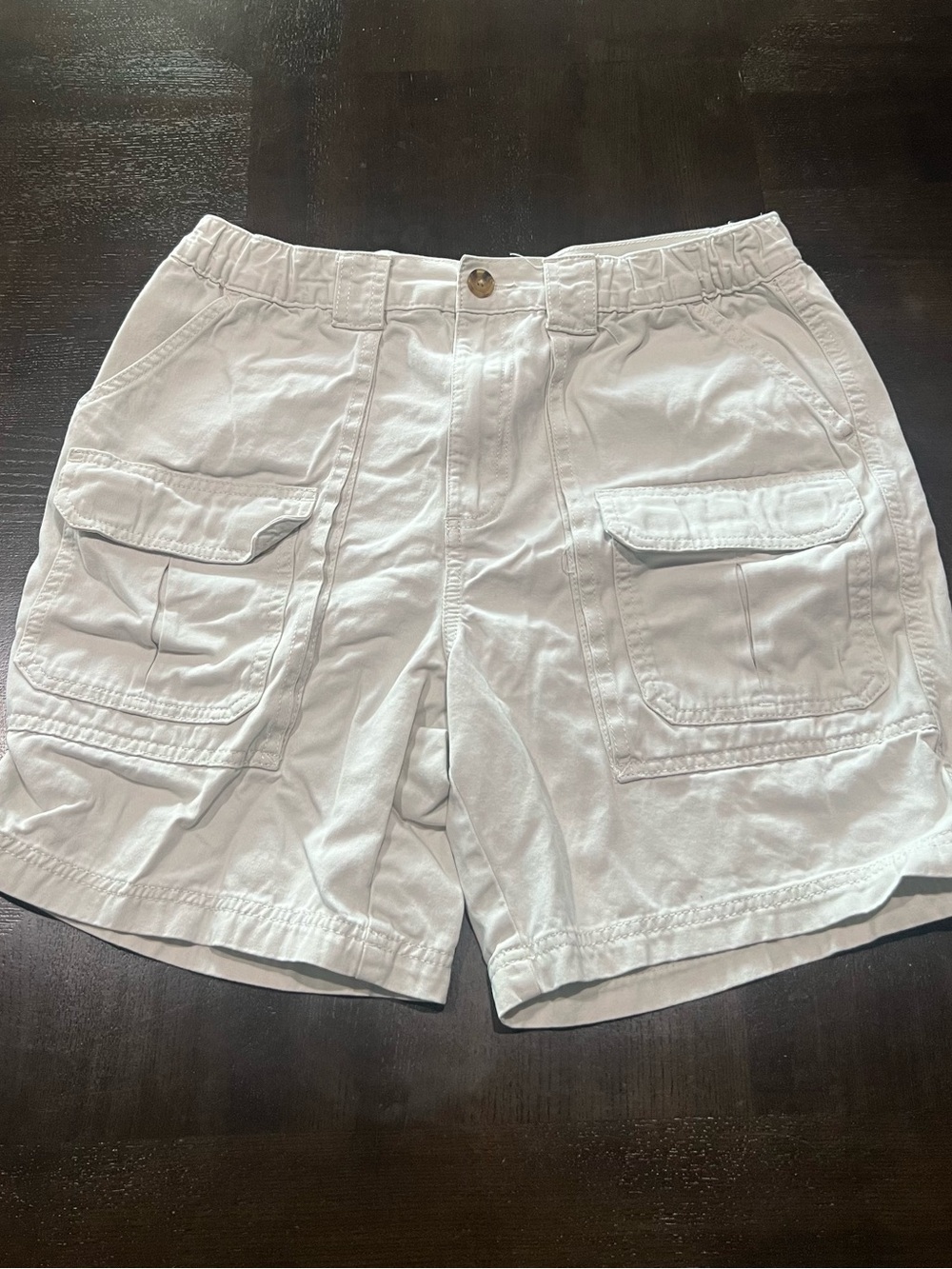Croft & Barrow Men's White Cotton Canvas Cargo Shorts Pockets Solid Size 32
